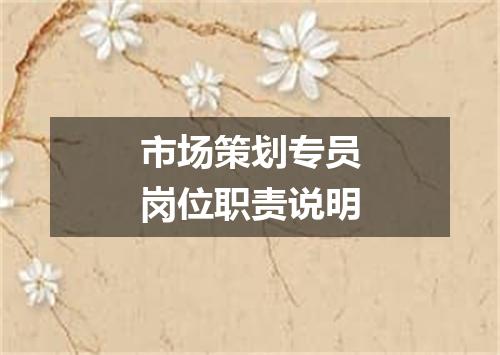 市场策划专员岗位职责说明