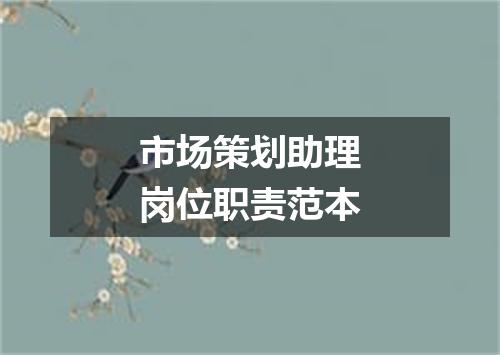 市场策划助理岗位职责范本