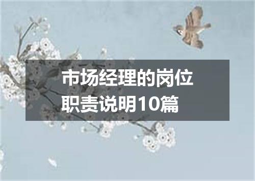 市场经理的岗位职责说明10篇
