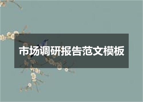 市场调研报告范文模板