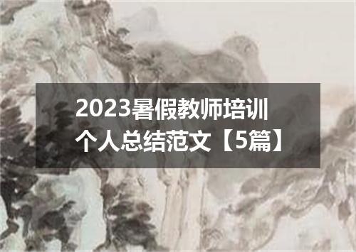 2023暑假教师培训个人总结范文【5篇】