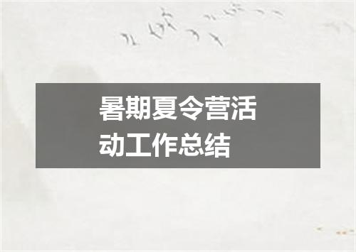 暑期夏令营活动工作总结