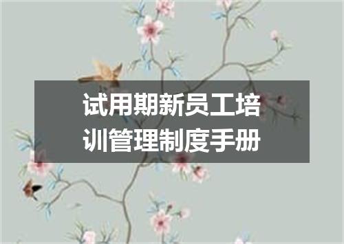 试用期新员工培训管理制度手册