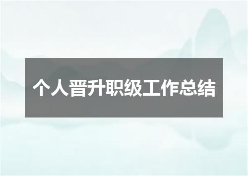 个人晋升职级工作总结