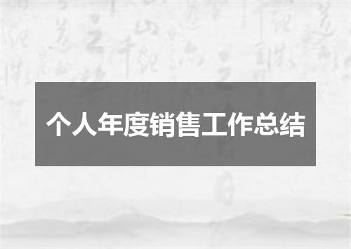 个人年度销售工作总结