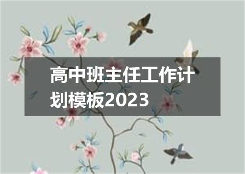 高中班主任工作计划模板2023