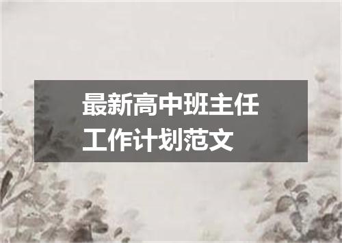 最新高中班主任工作计划范文