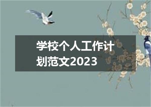 学校个人工作计划范文2023