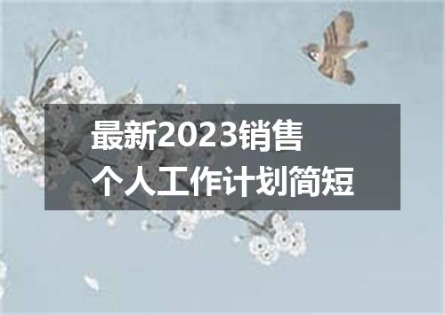 最新2023销售个人工作计划简短