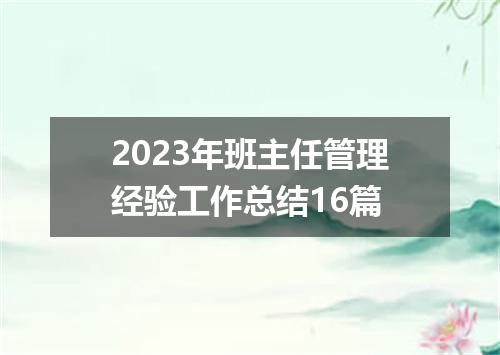 2023年班主任管理经验工作总结16篇
