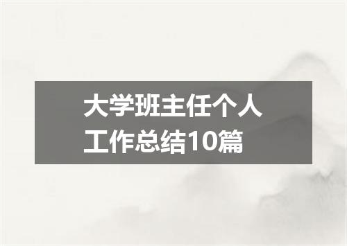 大学班主任个人工作总结10篇