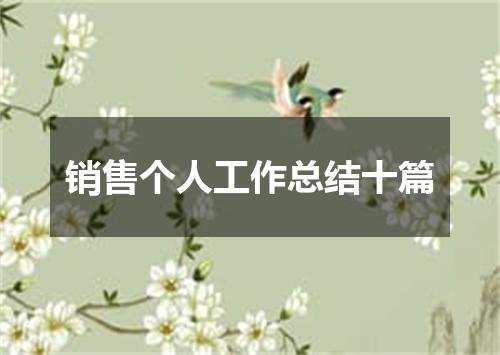 销售个人工作总结十篇