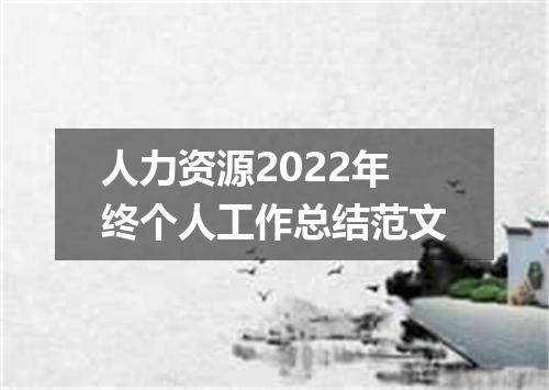 人力资源2022年终个人工作总结范文