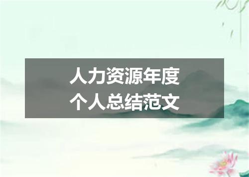 人力资源年度个人总结范文