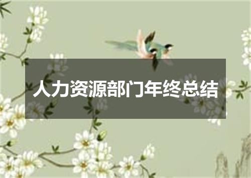 人力资源部门年终总结