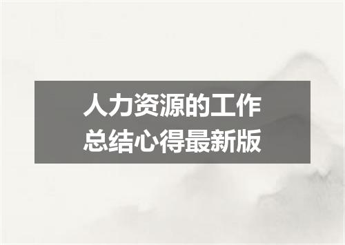 人力资源的工作总结心得最新版
