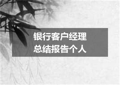 银行客户经理总结报告个人