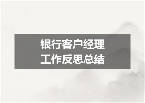银行客户经理工作反思总结