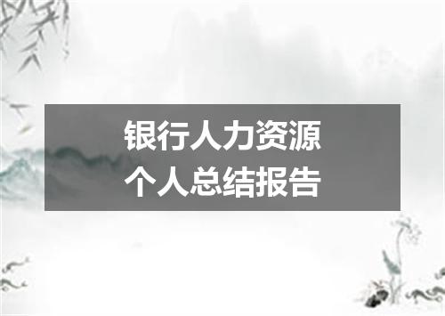银行人力资源个人总结报告