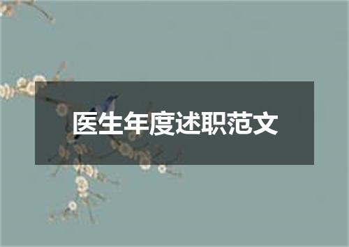医生年度述职范文