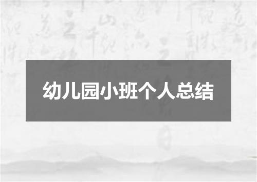 幼儿园小班个人总结