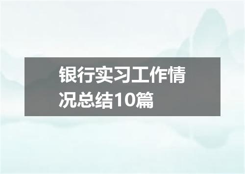 银行实习工作情况总结10篇
