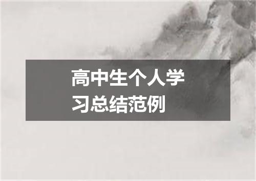 高中生个人学习总结范例