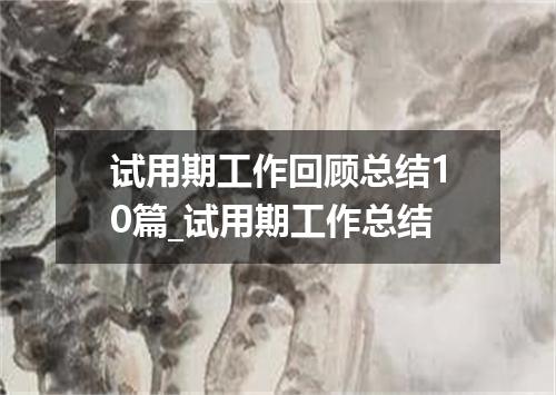 试用期工作回顾总结10篇_试用期工作总结