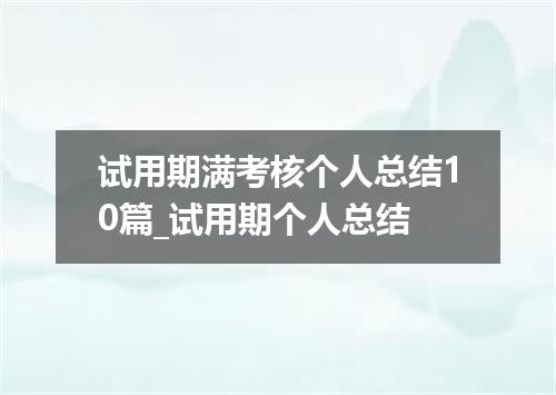 试用期满考核个人总结10篇_试用期个人总结