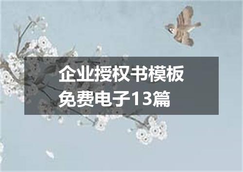 企业授权书模板免费电子13篇