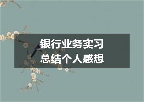银行业务实习总结个人感想