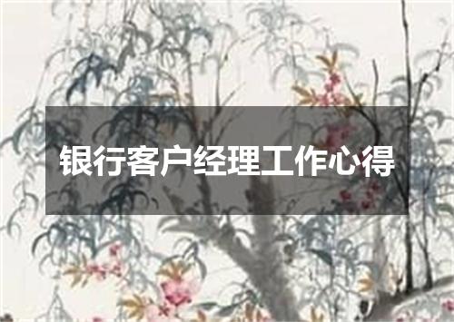银行客户经理工作心得