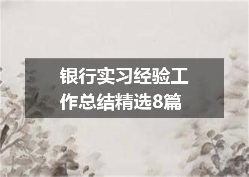 银行实习经验工作总结精选8篇