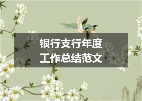 银行支行年度工作总结范文
