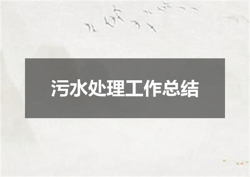 污水处理工作总结