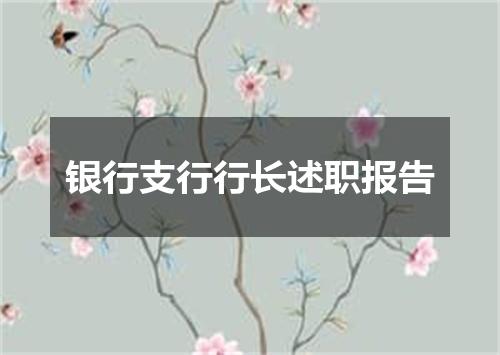 银行支行行长述职报告
