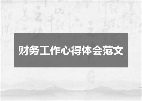 财务工作心得体会范文