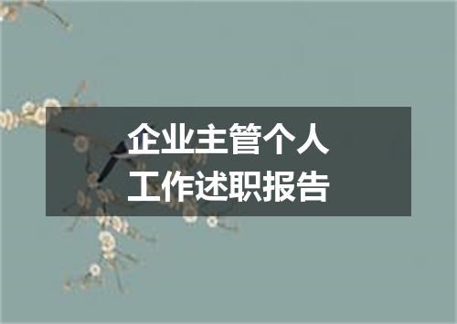 企业主管个人工作述职报告