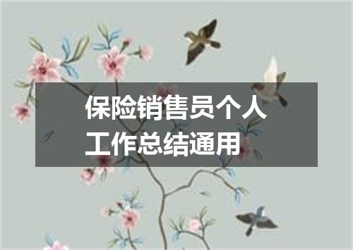 保险销售员个人工作总结通用