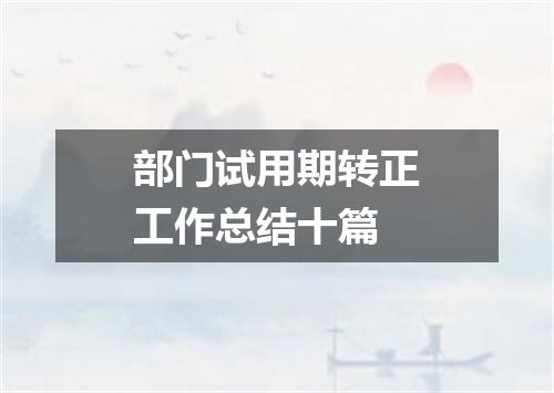 部门试用期转正工作总结十篇