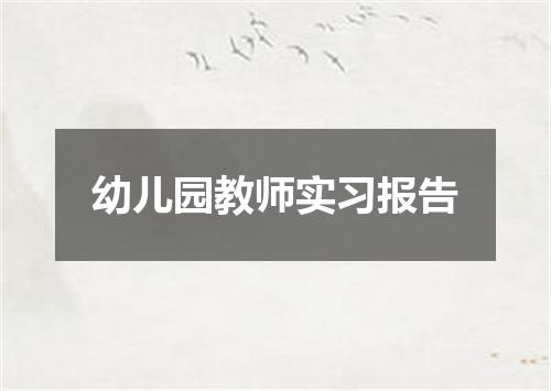 幼儿园教师实习报告