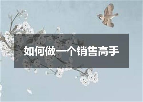 如何做一个销售高手