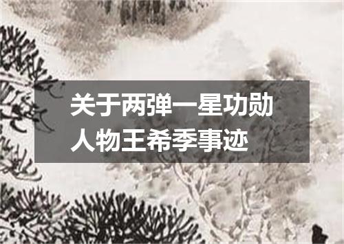 关于两弹一星功勋人物王希季事迹