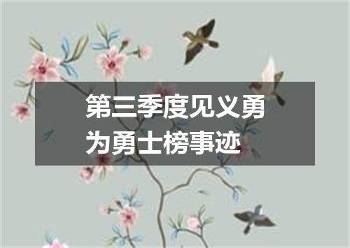 第三季度见义勇为勇士榜事迹