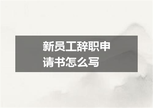 新员工辞职申请书怎么写