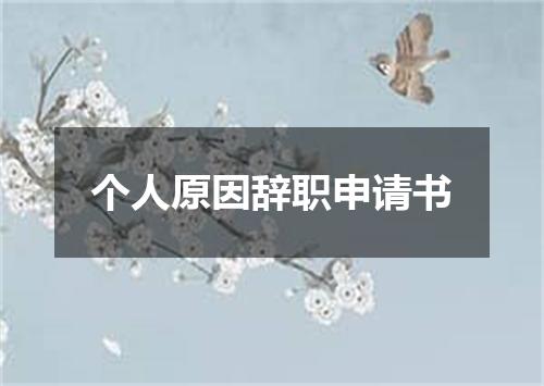 个人原因辞职申请书