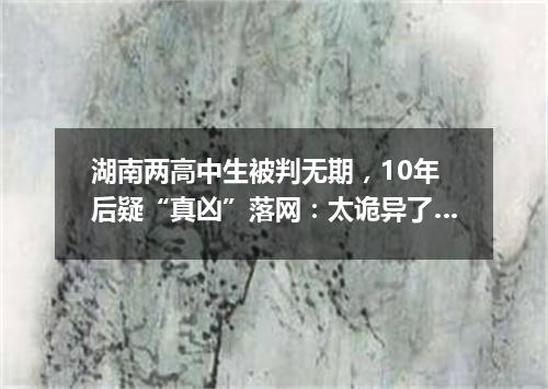 湖南两高中生被判无期，10年后疑“真凶”落网：太诡异了…