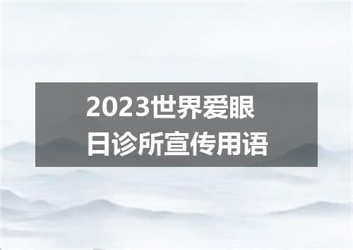 2023世界爱眼日诊所宣传用语