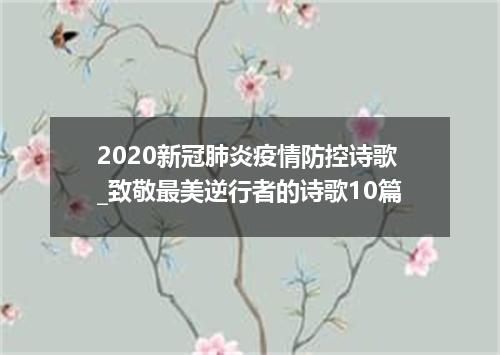 2020新冠肺炎疫情防控诗歌_致敬最美逆行者的诗歌10篇