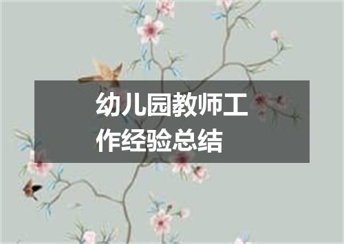 幼儿园教师工作经验总结